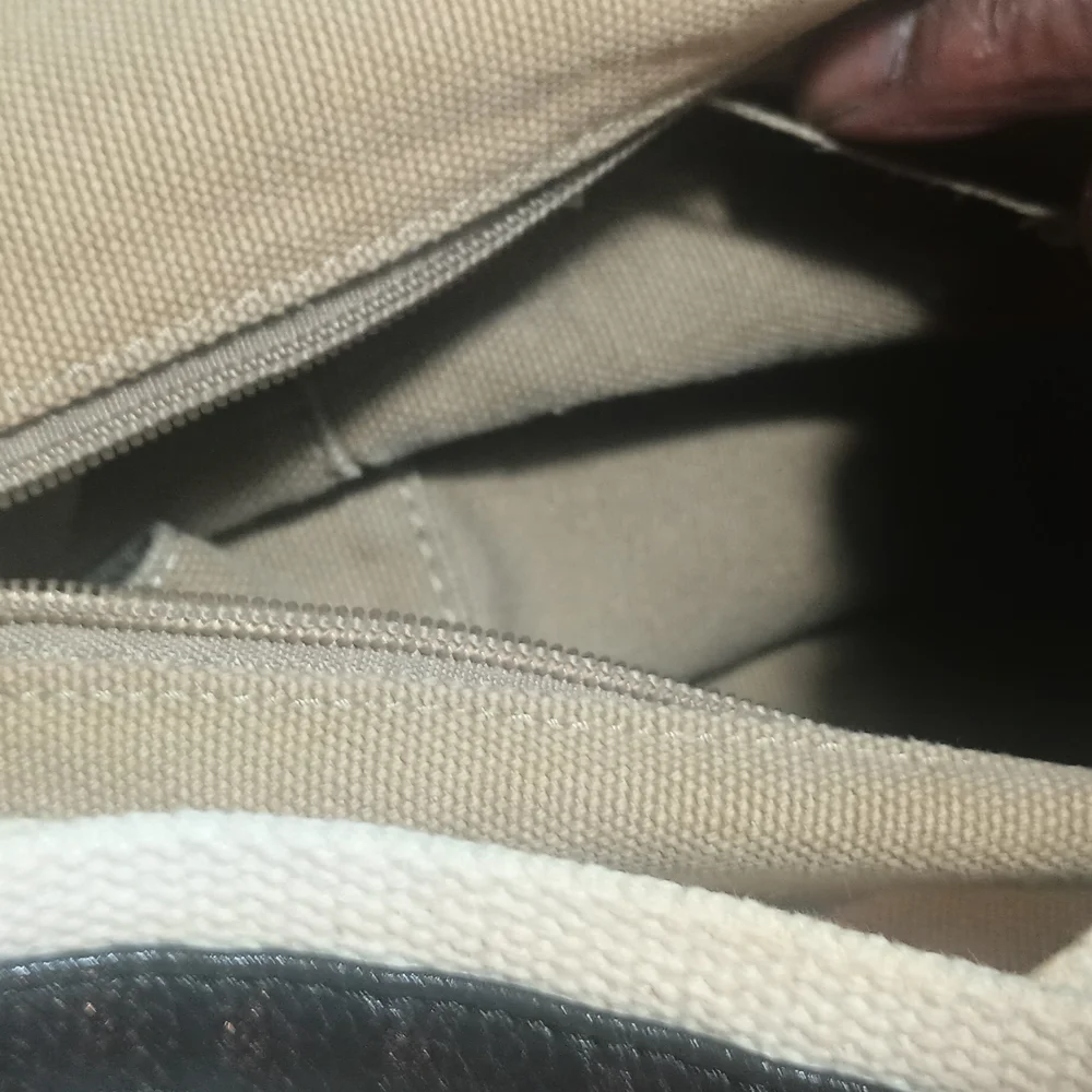 Tan Canvas Backpack with White Rope Drawstring - Picture 3 of 3